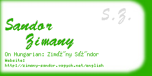 sandor zimany business card